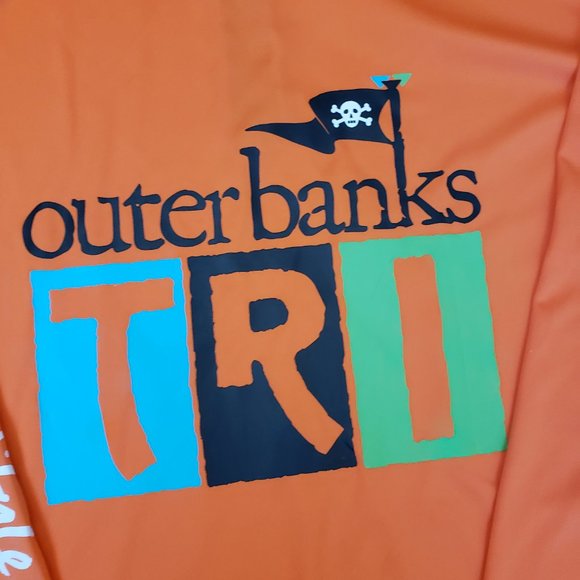 Large Long-Sleeve Triathalon Swim Bike Run Shirt Race Outer Banks Tri OBX - Picture 8 of 12